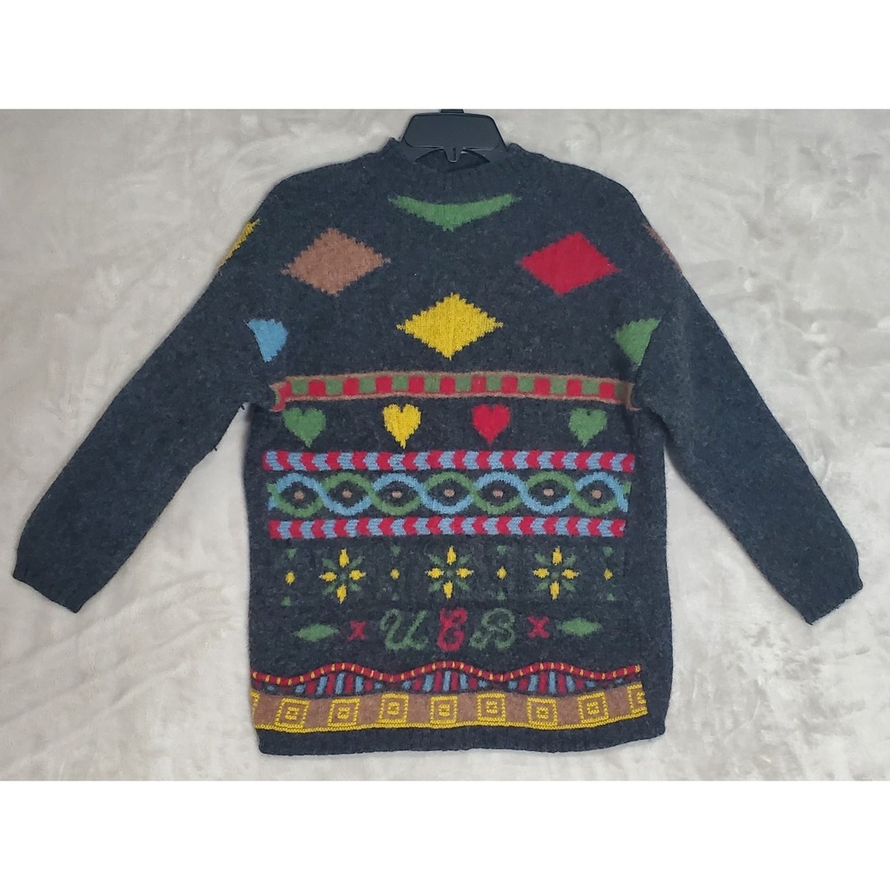 Vintage United Colors of Benetton Wool Sweater Womens S‎ Made in Italy Colorful